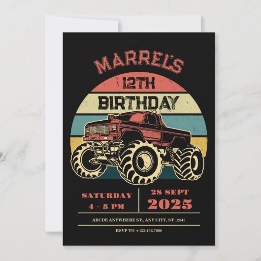 Retro grote vrachtwagen verjaardag kaart (Voorkant)