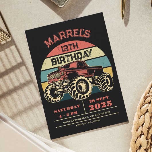 Retro grote vrachtwagen verjaardag kaart