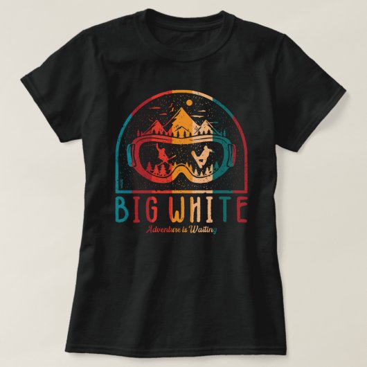 Retro grote witte ski t-shirt (Design voorkant)