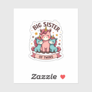 Retro grote zus van tweeling eenhoorn zusterslot g sticker