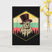 Retro Groundhog Day Schattige Woodchuck Groundhog  Kaart (Gele Bloem)