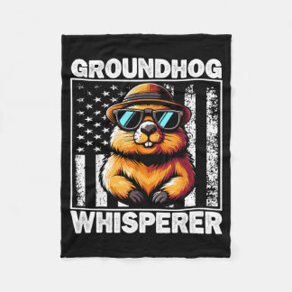 Retro Groundhog Whisperer Funny Woodchuck Groundho Fleece Deken