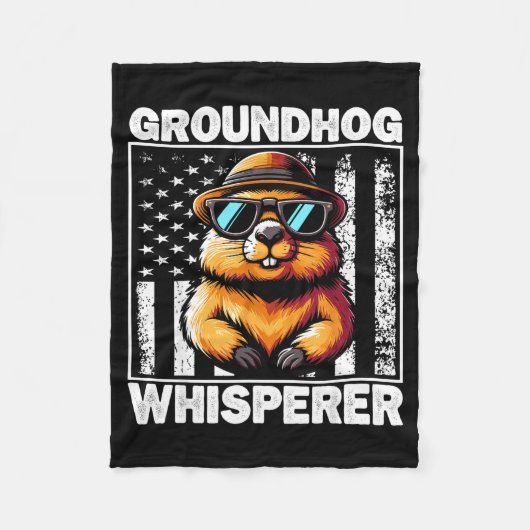 Retro Groundhog Whisperer Funny Woodchuck Groundho Fleece Deken (Voorkant)