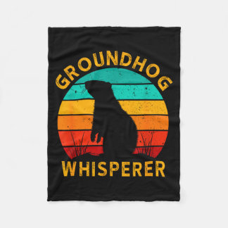 Retro Groundhog Whisperer Groundhog Day Woodchuck  Fleece Deken