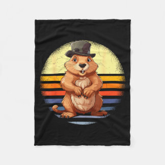 Retro Groundhog Woodchuck Animal Lover Funny Groun Fleece Deken