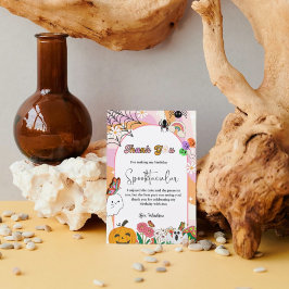 Retro grovvy Halloween verjaardag dank u kaart