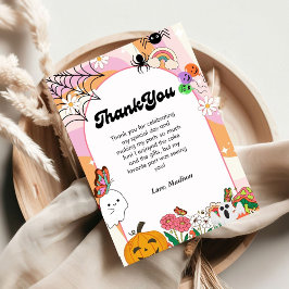 Retro grovvy Halloween verjaardag dank u kaart