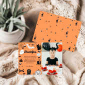 Retro grovvy Halloween verjaardag dank u kaart