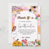 Retro grovvy Halloween verjaardag dank u kaart (Voorkant)