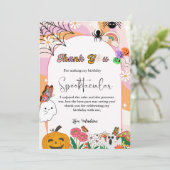 Retro grovvy Halloween verjaardag dank u kaart (Staand voorkant)