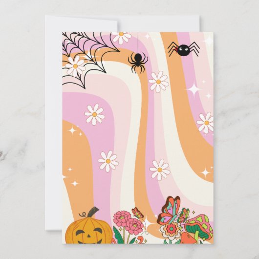 Retro grovvy Halloween verjaardag dank u kaart (Achterkant)