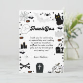 Retro grovvy Halloween verjaardag dank u kaart (Staand voorkant)