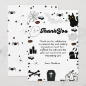 Retro grovvy Halloween verjaardag dank u kaart (Voorkant / Achterkant)