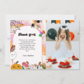 Retro grovvy Halloween verjaardag dank u kaart (Voorkant)