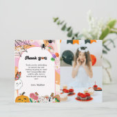 Retro grovvy Halloween verjaardag dank u kaart (Staand voorkant)