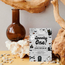 Retro Grovy Halloween Spooky Een 1e Verjaardag Kaart