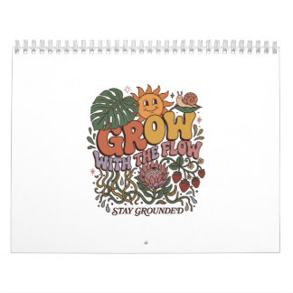 Retro Grow With The Flow Spiral Notebook | Boho Na Kalender