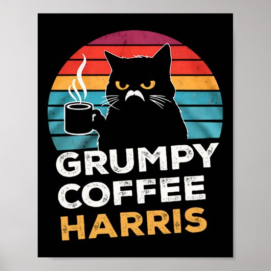 Retro  Grumpy Coffee Harris Poster (Voorkant)