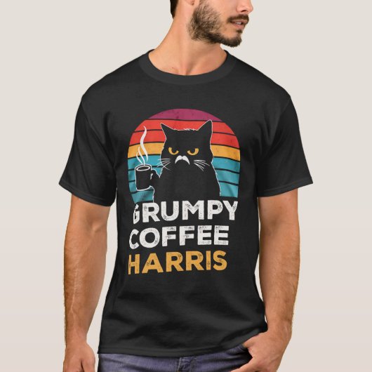 Retro  Grumpy Coffee Harris T-shirt (Voorkant)