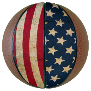 Retro  Grunge American Flag Basketball Basketbal