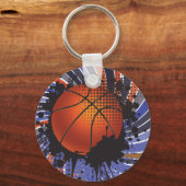 Retro Grunge Basketbal Abstract Stedelijke Sporten Sleutelhanger (Voorkant)