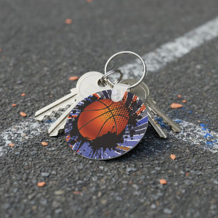 Retro Grunge Basketbal Abstract Stedelijke Sporten Sleutelhanger