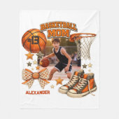 Retro Grunge Basketbal Moeder Foto Cadeau Fleece Deken (Voorkant)