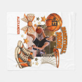 Retro Grunge Basketbal Moeder Foto Cadeau Fleece Deken (Voorkant (Horizontaal))