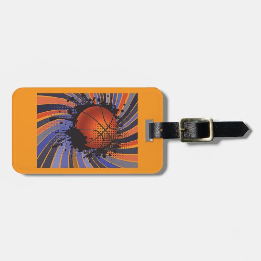 Retro Grunge Basketball Abstract Urban Sports Bagagelabel (Voorkant horizontaal)
