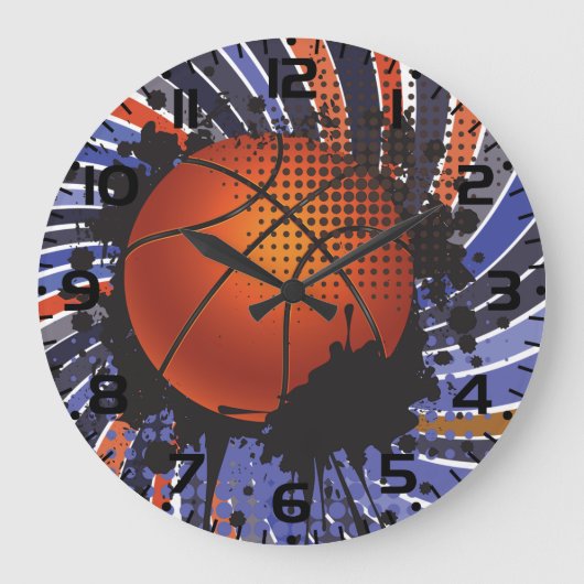 Retro Grunge Basketball Abstract Urban Sports Grote Klok (Voorkant)