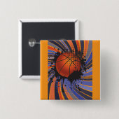 Retro Grunge Basketball Abstract Urban Sports Vierkante Button 5,1 Cm (Voorkant /achterkant)