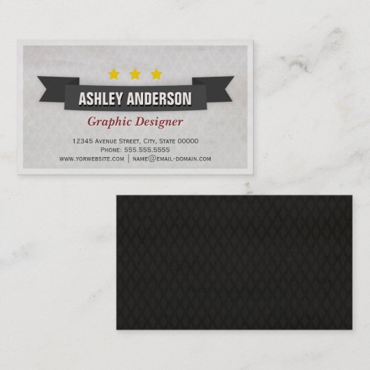 Retro Grunge Black en White Visitekaartje (Voorkant / Achterkant)