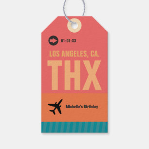 Retro Grunge Boarding Pass Verjaardagsfeest Cadeaulabel