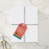 Retro Grunge Boarding Pass Verjaardagsfeest Cadeaulabel (Met Touw)