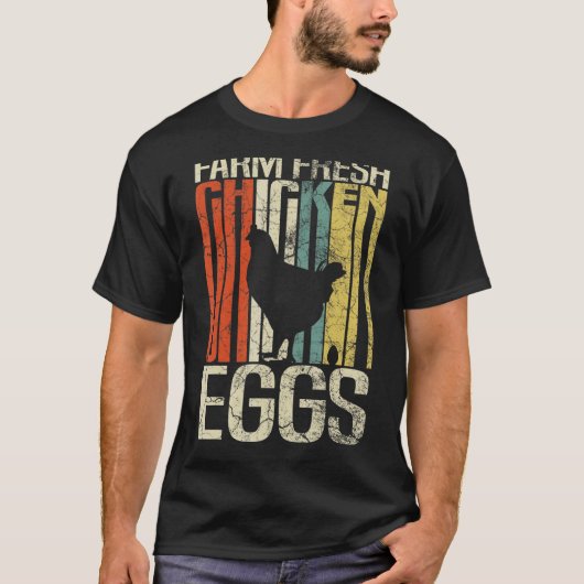 Retro Grunge Boeren Verse Kippeneieren T-shirt (Voorkant)
