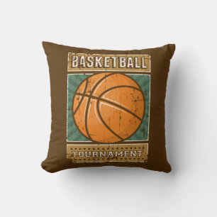 Retro Grunge Brown Blue Basketball Kussen