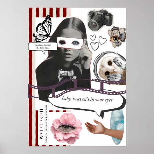 Retro Grunge Coquette Esthetische Fotocollage Poster (Voorkant)