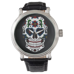 Retro Grunge Day of the Dead Sugar Skull Horloge