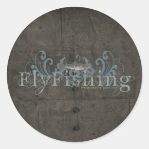 Retro Grunge Fly Fishing Ronde Sticker