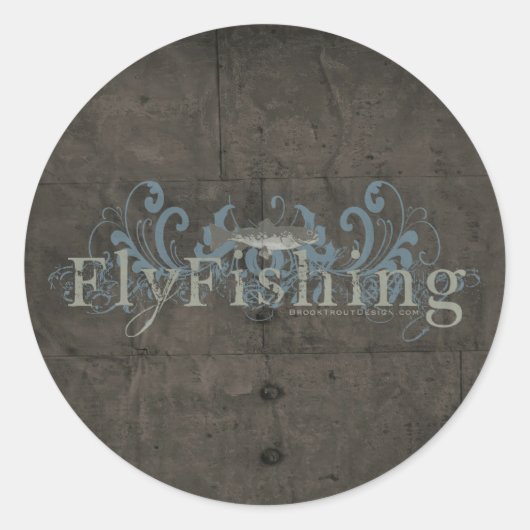 Retro Grunge Fly Fishing Ronde Sticker (Voorkant)