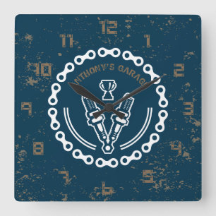 Retro  Grunge Garage Vierkante Klok