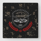 Retro  Grunge Garage Vierkante Klok (Voorkant)