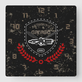 Retro Grunge Garage Vierkante Klok