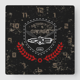 Retro  Grunge Garage Vierkante Klok