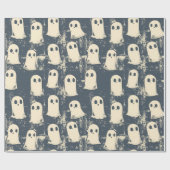 Retro Grunge Geesten Halloween Patroon Cadeaupapier (Vlak)