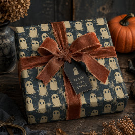 Retro Grunge Geesten Halloween Patroon Cadeaupapier