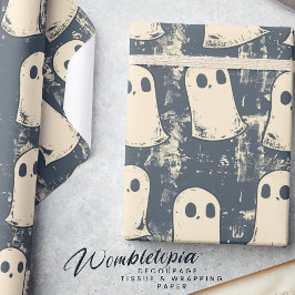Retro Grunge Geesten Halloween Patroon Cadeaupapier