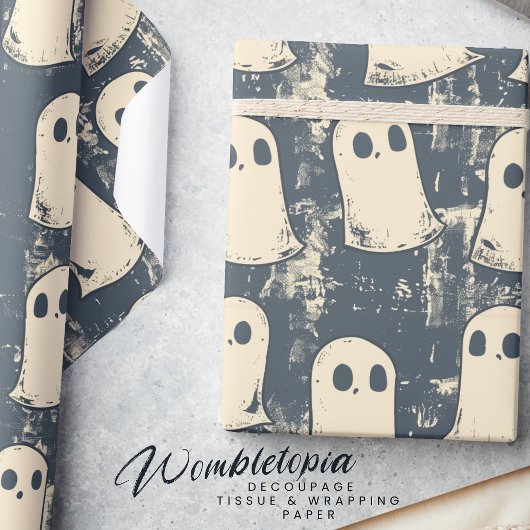 Retro Grunge Geesten Halloween Patroon Cadeaupapier