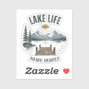 Retro Grunge Gezinsvakantie Meer Leven Match Sticker