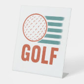 Retro Grunge Golf Reclamebord Met Voetstuk (Voorkant)
